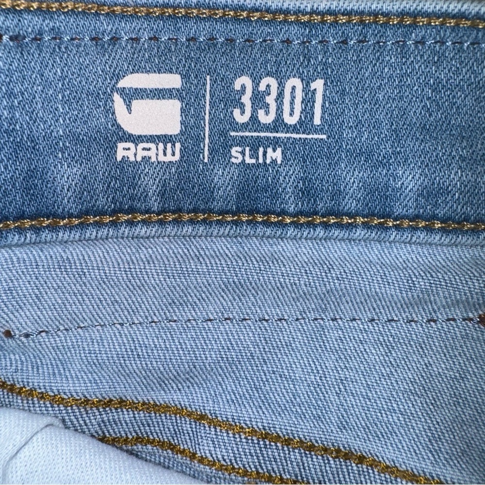 G STAR Raw 3301 Slim Light Blue Button Fly Jeans Skater Pants Size 29 X 30 - Picture 9 of 14